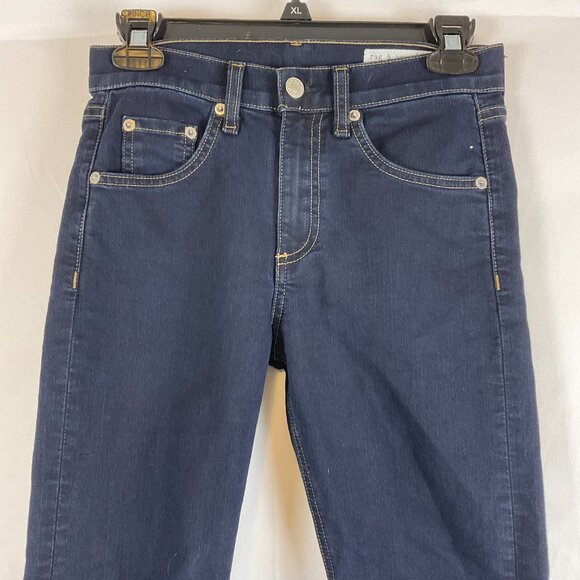 Rag & Bone Jean 10" Crop Flare 24 Raw Hem Dune Dark Blue Wash - Picture 2 of 11